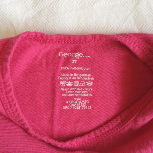 george basic hot pink cotton t-shirt 2T toddler girls - Picture 3 of 4